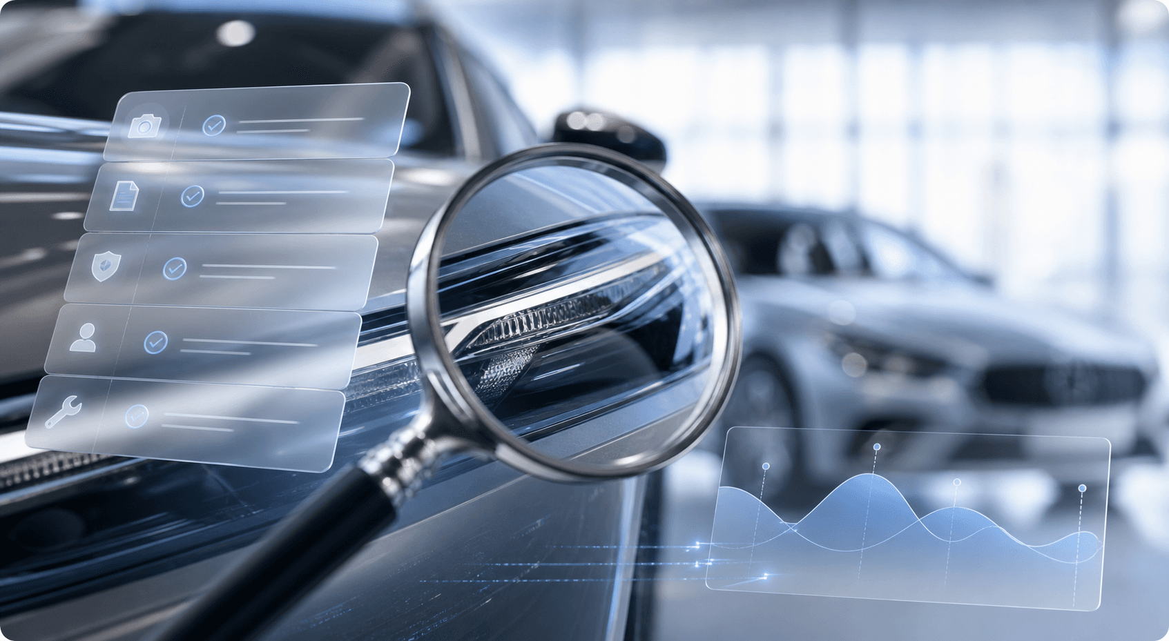 Automotive inspection evidence layers with marketplace overlays